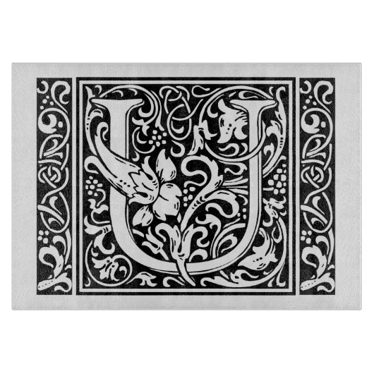Letter U Medieval Monogram Art Nouveau Schneidebrett (Vorderseite)