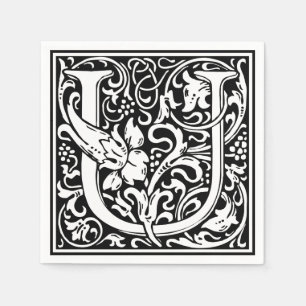 Letter U Medieval Monogram Art Nouveau Serviette