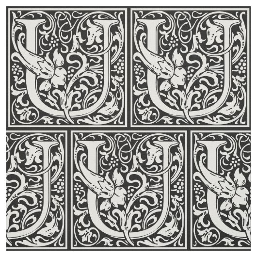 Letter U Medieval Monogram Art Nouveau Stoff (Muster)