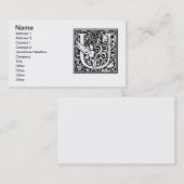Letter U Medieval Monogram Art Nouveau Visitenkarte (Vorne/Hinten)