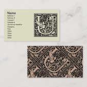 Letter U Medieval Monogram Art Nouveau Visitenkarte (Vorne/Hinten)