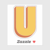 Letter U Monogram, Bold 3D Type Font Initial Aufkleber (Blatt)