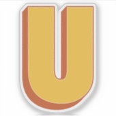 Letter U Monogram, Bold 3D Type Font Initial Aufkleber (Vorderseite)