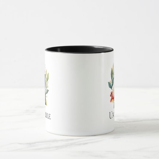 Letter U Monogram Initial Christmas Berry Wreath Tasse (Zentrum)