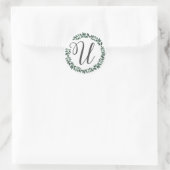 Letter U Monogram Minimalistischer botanischer Lea Runder Aufkleber (Tasche)