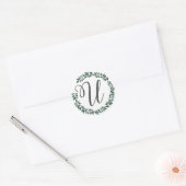 Letter U Monogram Minimalistischer botanischer Lea Runder Aufkleber (Umschlag)