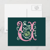 Letter U Monogram Postkarte (Vorne/Hinten)
