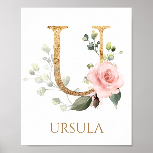 Letter U Monogram Rosa Kinderzimmer Poster (Vorne)