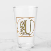 LETTER U MONOGRAM Schöne Hochzeit Neues Zuhause-Ge Glas (Vorderseite)