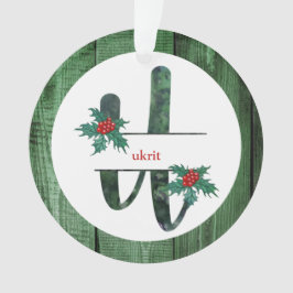 *~* Letter U Rustikales Weihnachtsfest FOTO Holz A Ornament