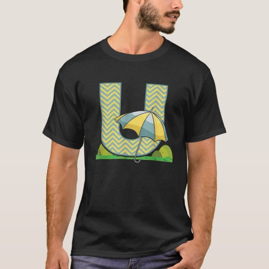 Letter U Umbrella Alphabet Nachname Vokal Initial T-Shirt (Vorderseite)