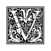 Letter V Art Nouveau Schwarz/Weiß Tile Permastempel (Design)