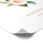 Letter V Blush Floral Monogram Gold Foil Kinderzim Poster (Ecke)