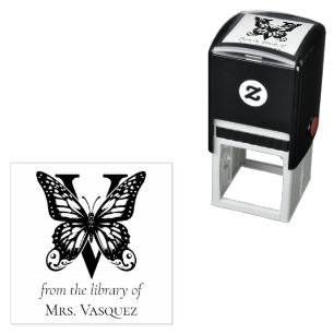 Letter V Butterfly-Monogramm aus der Bibliothek Permastempel