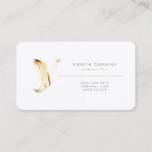 Letter V Calligraphie Gold/Schwarz-Farbmonogramm Visitenkarte (Vorderseite)