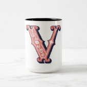 Letter "V" Elegant bestickt Zweifarbige Tasse (Mittel)