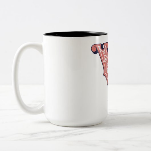 Letter "V" Elegant bestickt Zweifarbige Tasse (Links)