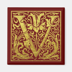 Letter V Erster Brief Imitat Gold Red Magnet