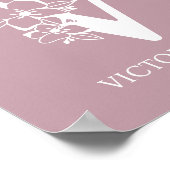 Letter V Floral Monogram Name Kinderzimmer Modern Poster (Ecke)