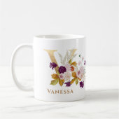 Letter V - Gold Floral Name Schwesterkollege Freun Kaffeetasse (Links)