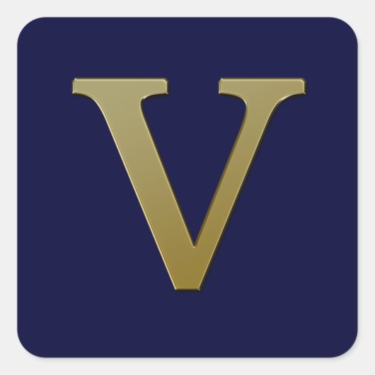 Letter V Gold Square Sticker (Vorderseite)