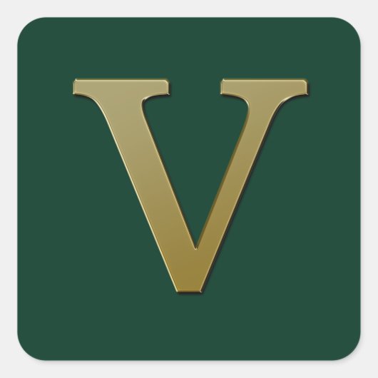 Letter V Gold Square Sticker (Vorderseite)