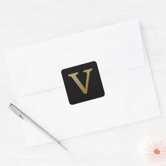 Letter V Gold Square Sticker (Umschlag)