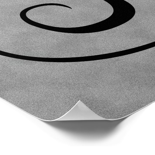 Letter V, Gothic Monogram Black Poster (Ecke)