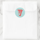 Letter V-Karneval-Monogramm-Anfangsvorzug Runder Aufkleber (Tasche)