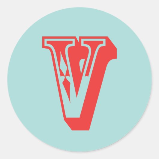 Letter V-Karneval-Monogramm-Anfangsvorzug Runder Aufkleber (Vorderseite)