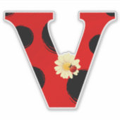 Letter V Ladybug Print with Ladybug and Blume Aufkleber (Vorderseite)