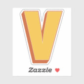 Letter V Monogram, Bold 3D Type Font Initial Aufkleber (Blatt)
