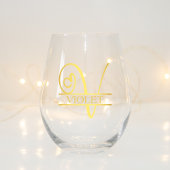 Letter V Monogram Bridesmaid Geschenk, Modernes El Weinglas Ohne Stiel