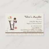 Letter V Monogram Desserery Business Cards Visitenkarte (Rückseite)