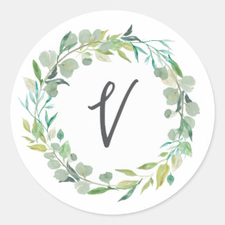 Letter V Monogram, Initial Sticker Umschlag Aufkle