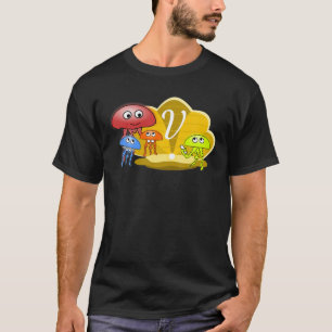 Letter V Monogram Jellyfish Erster Schultag T-Shirt