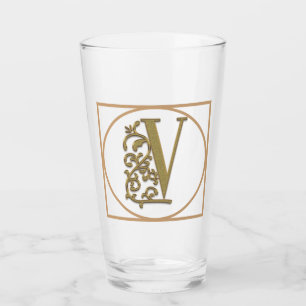 LETTER V MONOGRAM Schöne Hochzeit Neues Zuhause-Ge Glas