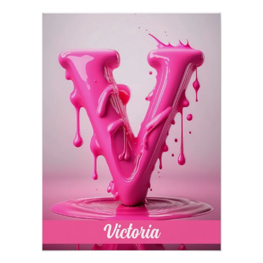 Letter V, Monogram V - Customizable Name Poster (Vorderseite)