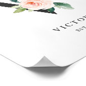 Letter V Monogram Watercolor Peach Florals Kinderz Poster (Ecke)