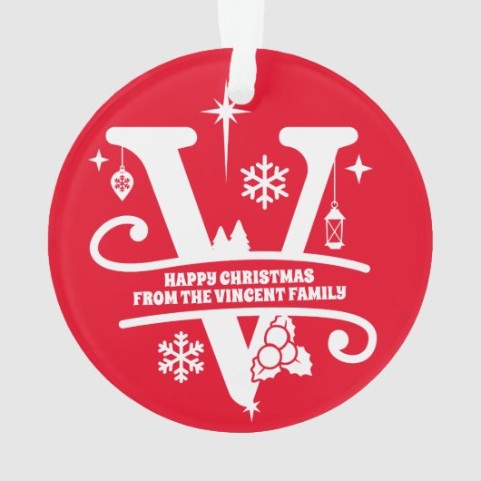 Letter V Monogramm Anfangsname Gruß Ornament (Rückseite)