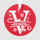 Letter V Monogramm Anfangsname Gruß Ornament (Vorderseite)