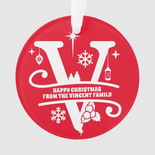 Letter V Monogramm Anfangsname Gruß Ornament (Vorderseite)