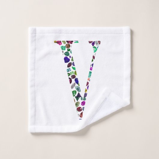 Letter V Monogramm Badhandtuch Set (Waschlappen)