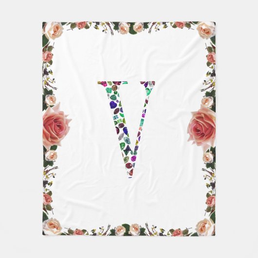 Letter V Monogramm Fleecedecke (Vorderseite)
