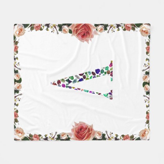 Letter V Monogramm Fleecedecke (Vorderseite (Horizontal))