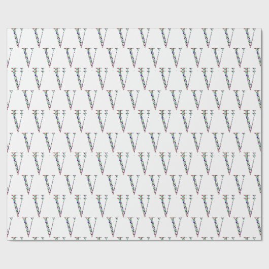 Letter V Monogramm Geschenkpapier (Flach)