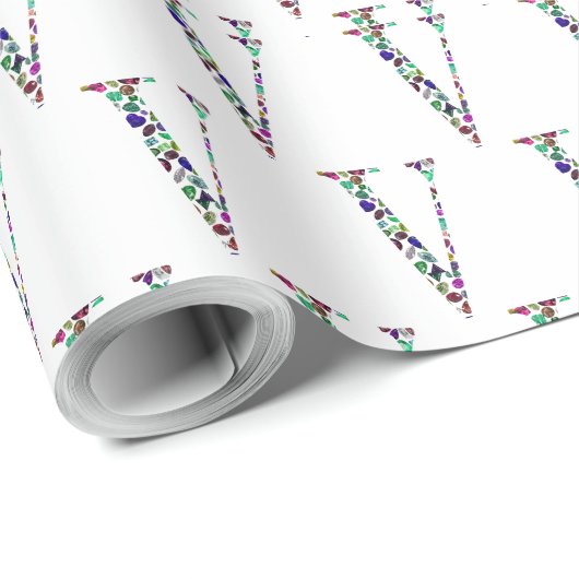 Letter V Monogramm Geschenkpapier (Rolleneckpunkt)