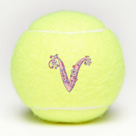 Letter V Monogramm Girls personalisiert doodart Tennisbälle