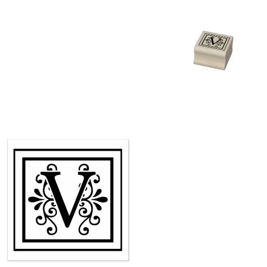 Letter V Monogramm Gummistempel (Stempel)