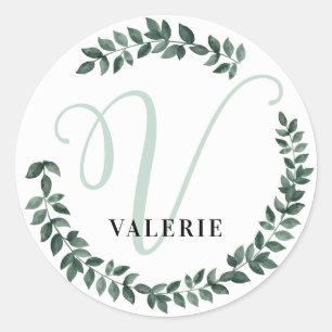 Letter V Monogramm Individuelle Name Minimalistisc Runder Aufkleber